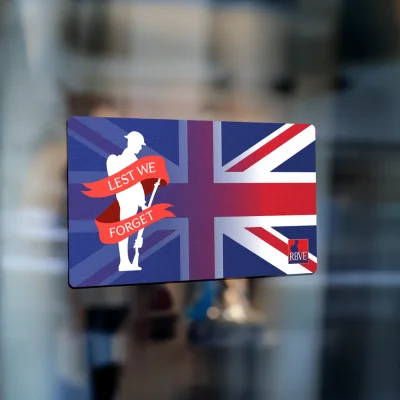 Remembrance 'Lest We Forget' Window Sticker Union Jack