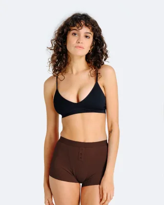 Boxer menstruel côtelé chocolat