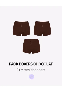 Pack menstruel trio boxers côtelés chocolat