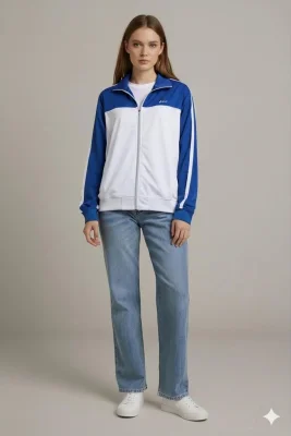 Asics Blue & White Windbreaker Jacket - Size XL
