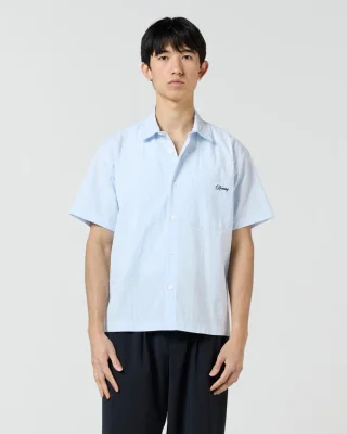 Short Sleeve Shirt - Baby Blue Seersucker