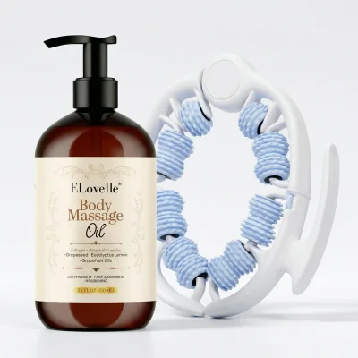 Anti Cellulite Massage Oil & Lymphatic Drainage Roller Kit