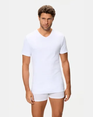 Camiseta interior térmica de hombre de manga corta cuello pico