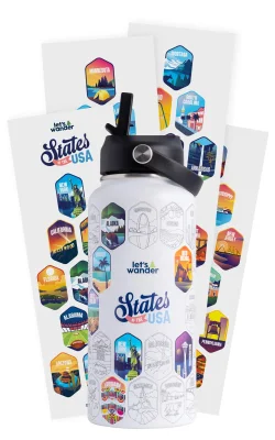 50 States Of The USA Bottle + Sticker Set