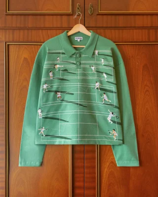 FINE KNIT TENNIS SWEATER - GRASS