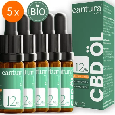 Cantura AKTIV 12 % CBD 10 ml BIO-Hanf-Öl 5er Pack