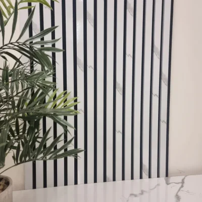 Acoustic Slatted Wall Panel 240 x 60cm - Black Marble x 1 Panel