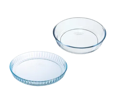 Lot de 2 moules à pâtisserie en verre - Moule à manqué + Moule à tarte