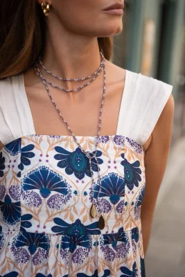 Collar multiposición piedras | Morado