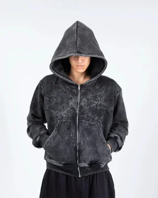 “Half a Million” Embroidery Zip-Up (Black)