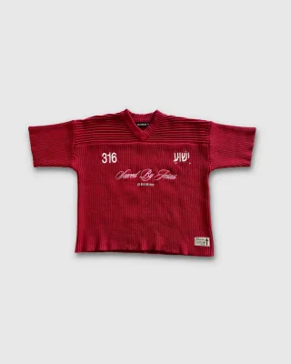 "SAVED BY JESUS" -  MAROON KNIT JERSEY