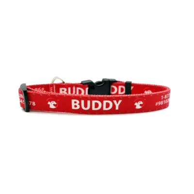 Solid Dog Collars with Reflective Stitching