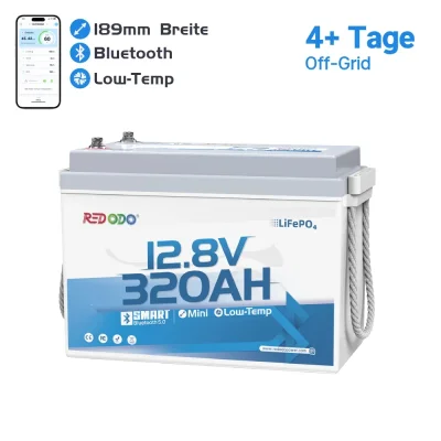 Redodo 4096Wh 12V 320Ah B190 Untersitz LiFePO4 Batterie mit Bluetooth für Wohnmobil