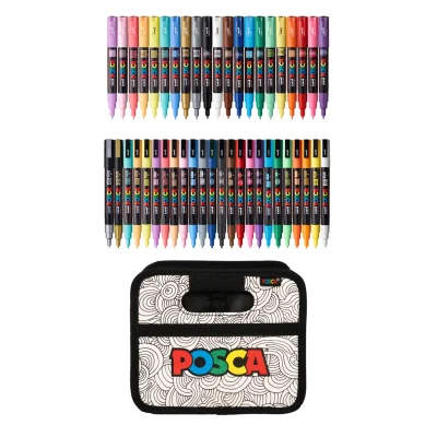 uni® POSCA® 1M & 3M, 40 Count, Paint-it-Yourself Exclusive Special Edition Caddy
