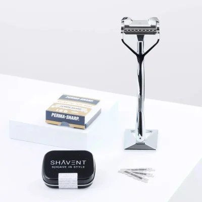 SHAVENT Original 2.0 starke Haare Set mit Perma Sharp Klingen - für Gesicht und Kopfrasur